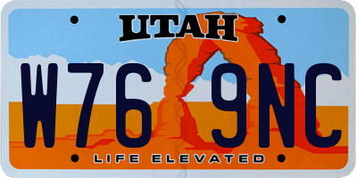 UT license plate W769NC