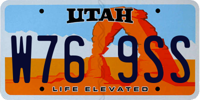 UT license plate W769SS