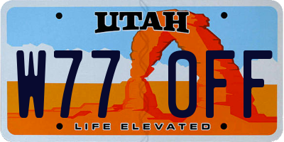 UT license plate W770FF
