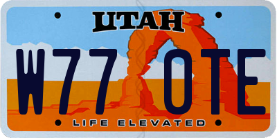UT license plate W770TE