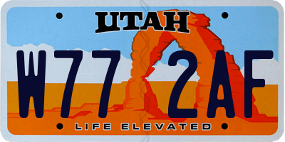 UT license plate W772AF