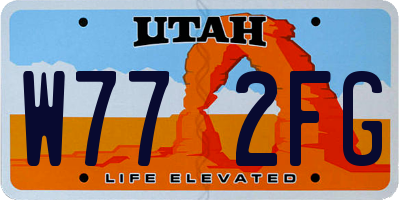 UT license plate W772FG