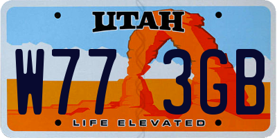 UT license plate W773GB