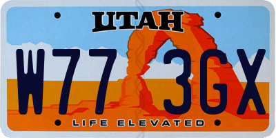 UT license plate W773GX