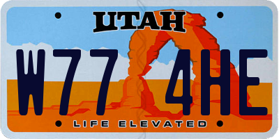 UT license plate W774HE