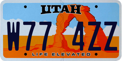 UT license plate W774ZZ