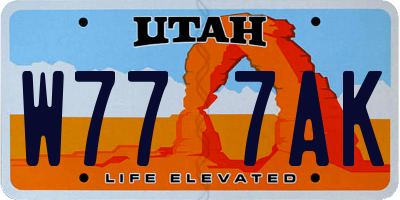 UT license plate W777AK