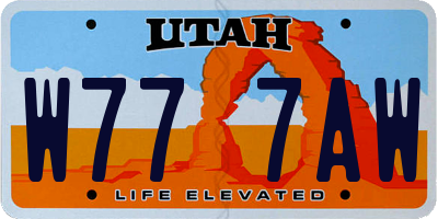 UT license plate W777AW