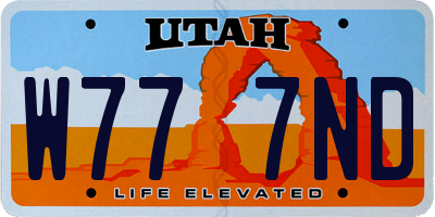 UT license plate W777ND