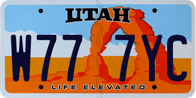 UT license plate W777YC