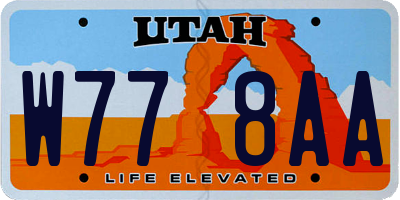 UT license plate W778AA