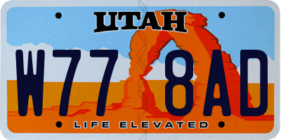 UT license plate W778AD