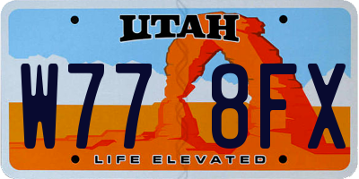 UT license plate W778FX