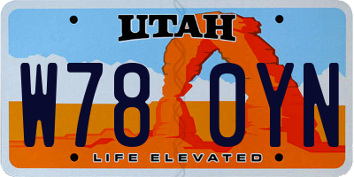 UT license plate W780YN