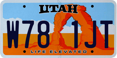 UT license plate W781JT