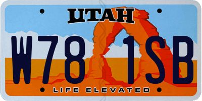 UT license plate W781SB
