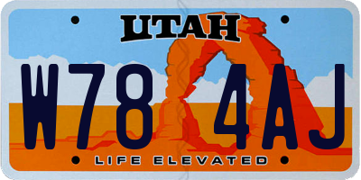 UT license plate W784AJ