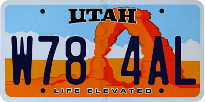 UT license plate W784AL