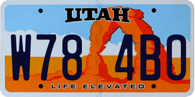 UT license plate W784BO