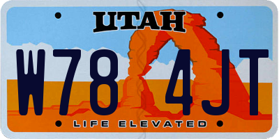 UT license plate W784JT