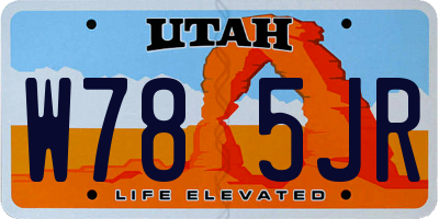 UT license plate W785JR