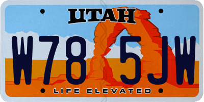 UT license plate W785JW