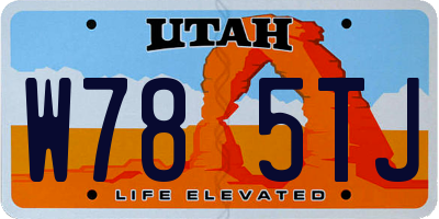 UT license plate W785TJ