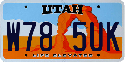 UT license plate W785UK