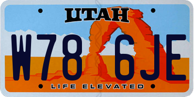 UT license plate W786JE
