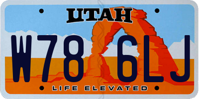 UT license plate W786LJ