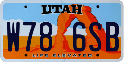 UT license plate W786SB