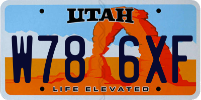 UT license plate W786XF