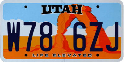 UT license plate W786ZJ