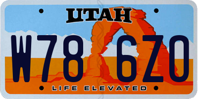 UT license plate W786ZO