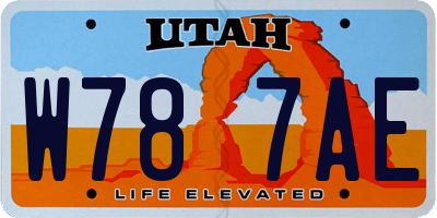 UT license plate W787AE
