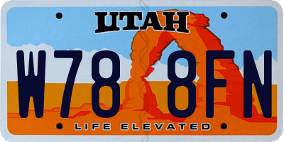 UT license plate W788FN