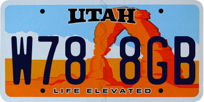UT license plate W788GB