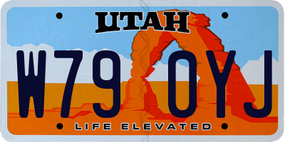 UT license plate W790YJ