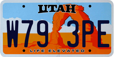 UT license plate W793PE
