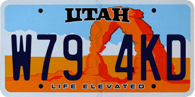 UT license plate W794KD