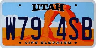 UT license plate W794SB