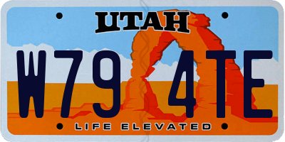 UT license plate W794TE