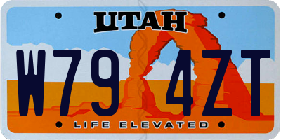 UT license plate W794ZT