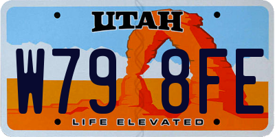 UT license plate W798FE