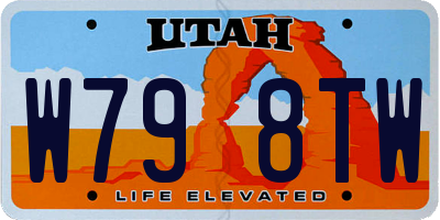 UT license plate W798TW