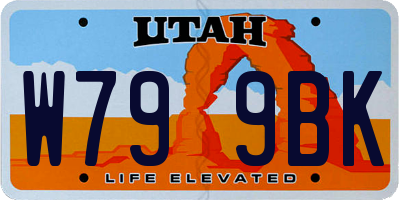 UT license plate W799BK