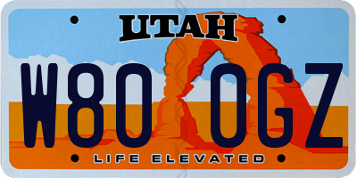 UT license plate W800GZ