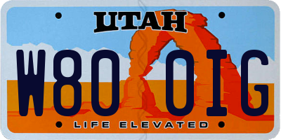 UT license plate W800IG