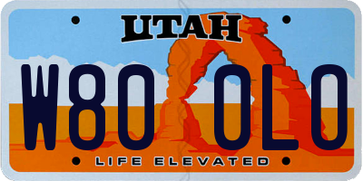 UT license plate W800LO
