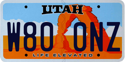 UT license plate W800NZ